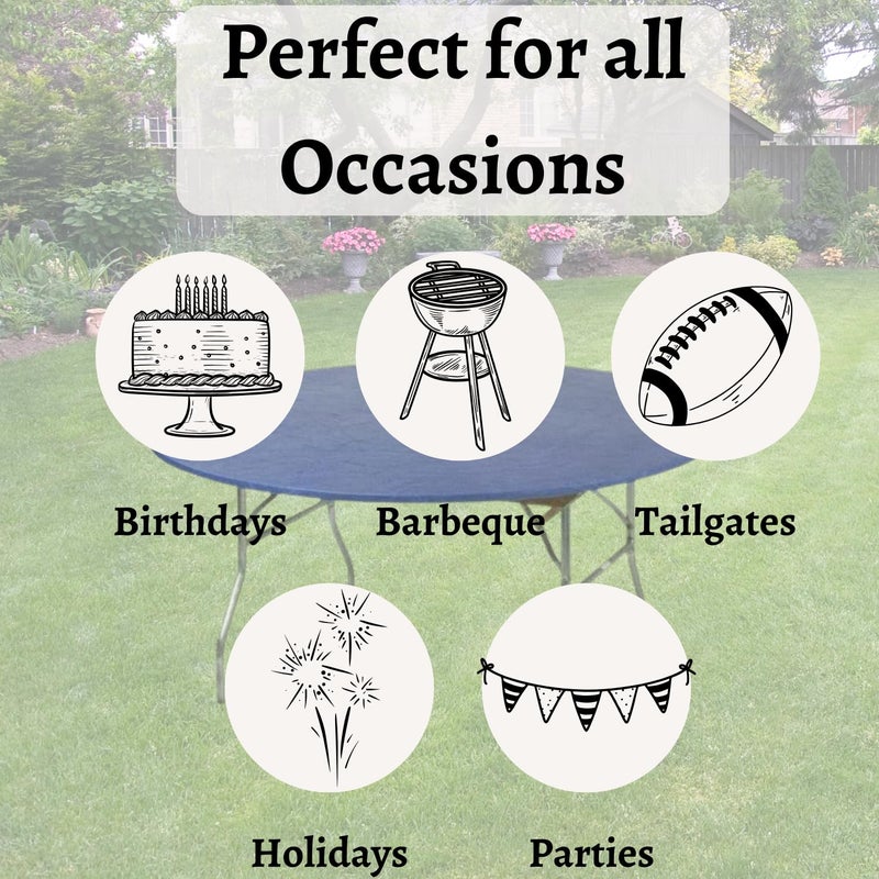 Kwik-Covers 72" Round Fitted Plastic Table Covers, Bundle of 5 (Royal Blue) - Image 5